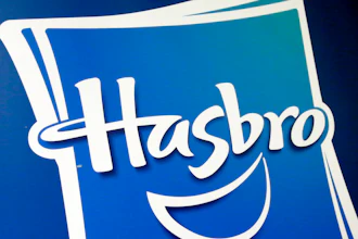 The Hasbro logo is seen, April 26, 2018, in New York.