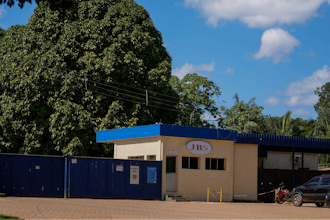 The main entrance of the meat processing company JBS is visible in Porto Velho, Rondonia state, Brazil, Wednesday, July 12, 2023.
