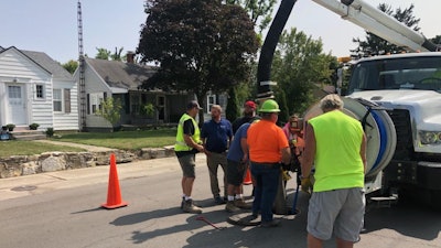 When the water flow confirms the pipe has been cleaned at the right speed, the maintenance crew can lower the pressure in the hose and come back through the pipe at the same speed.