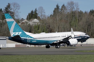 A Boeing 737 MAX 7 takes off on its first flight on March 16, 2018, in Renton, Wash.