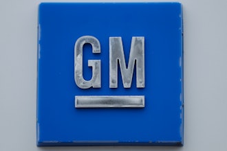 A General Motors logo is displayed outside the General Motors Detroit-Hamtramck Assembly plant on Jan. 27, 2020, in Hamtramck, Mich.