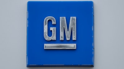 A General Motors logo is displayed outside the General Motors Detroit-Hamtramck Assembly plant on Jan. 27, 2020, in Hamtramck, Mich.