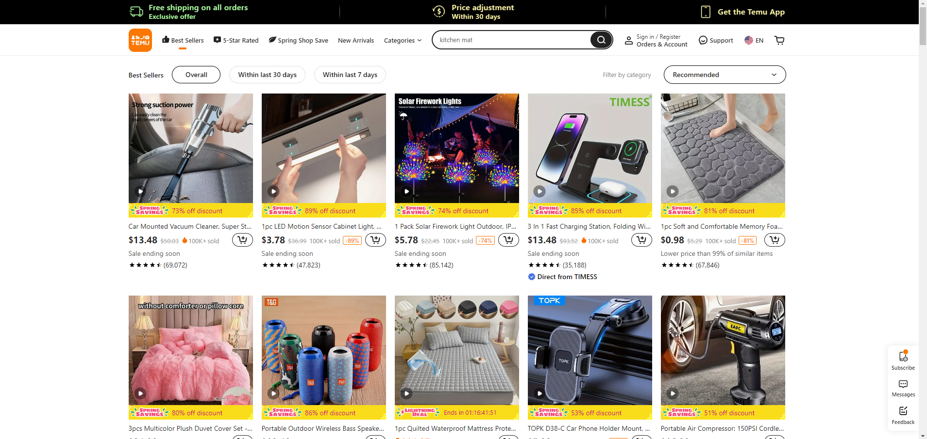 A page from the Temu website is seen on February 27, 2024. Temu is a China-founded online retailer surging in popularity in the United States.