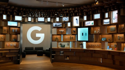 Items are displayed in the Google Store at the Google Visitor Experience in Mountain View, Calif., Oct. 11, 2023.