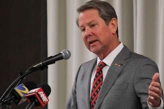 Georgia Gov. Brian Kemp speaks, Feb. 26, 2024, in Athens, Ga.