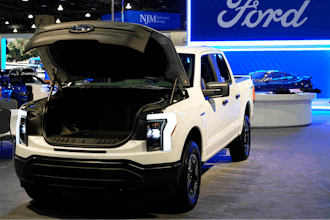 The Ford F-150 Lightning displayed at the Philadelphia Auto Show, Jan. 27, 2023, in Philadelphia.