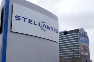 The Stellantis sign appears outside the Chrysler Technology Center in Auburn Hills, Mich, on Jan. 19, 2021.