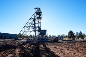 The shaft tower at the Energy Fuels Inc. uranium Pinyon Plain Mine is shown Wednesday, Jan. 31, 2024, near Tusayan, Ariz. The largest uranium producer in the United States is ramping up work just south of Grand Canyon National Park on a long-contested project that largely has sat dormant since the 1980s.