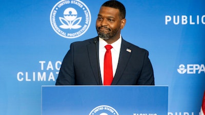 Environmental Protection Agency Administrator Michael Regan speaks during an event at Howard University on April 25, 2024, in Washington.