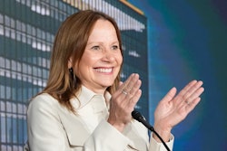 General Motors CEO Mary Barra addresses a news conference, Monday, April 15, 2024 in Detroit.