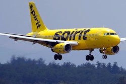 A Spirit Airlines 319 Airbus approaches Manchester Boston Regional Airport for a landing, June 2, 2023, in Manchester, N.H.