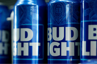 Cans of Bud Light beer are seen before a major league baseball game on April 25, 2023, in Philadelphia.