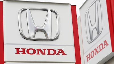 Logos of Honda Motor Co. are pictured in Tsukuba, northeast of Tokyo, on Feb. 13, 2019.