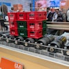 A model of a Heineken Brasil conveyor belt with lubrication-free polymer bearings on display at Hannover Messe 2024.