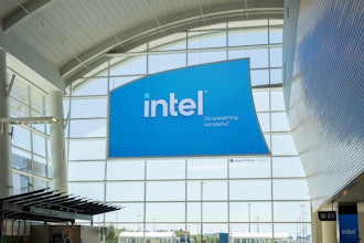 Intel advertising on a digital screen at San Jose International Airport, San Jose, Calif., Sept. 2022.