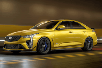 This photo provided by Cadillac shows the 2024 CT4-V Blackwing. The Blackwing version of the CT4 small sedan comes with a 472-horsepower V6 engine.