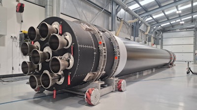 Rocket Lab's 50th Electron rocket in preparation for lift-off at Launch Complex 1 in New Zealand on June 19.