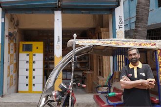 Battery swapping station by Tiger New Energy.