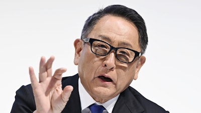 Toyota Chairman Akio Toyoda speaks during a news conference in Tokyo, Monday, June 3, 2024.
