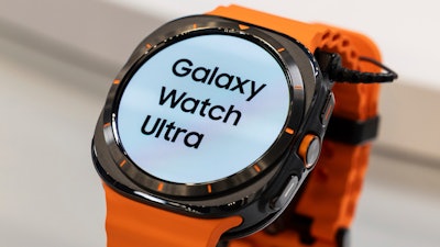 Samsung Galaxy Watch Ultra is displayed during a media preview at Samsung Galaxy Experience space in New York.