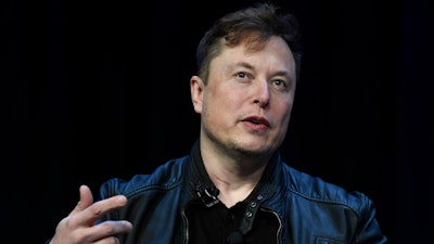 Tesla and SpaceX CEO Elon Musk speaks at the SATELLITE Conference and Exhibition.