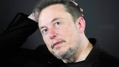 Elon Musk appears at an event, Nov. 2, 2023, in London.