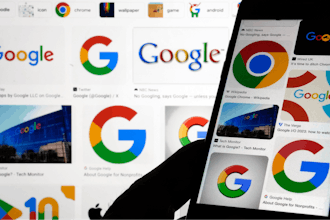 Various Google logos are displayed on a Google search, Monday, Sept. 11, 2023, in New York.