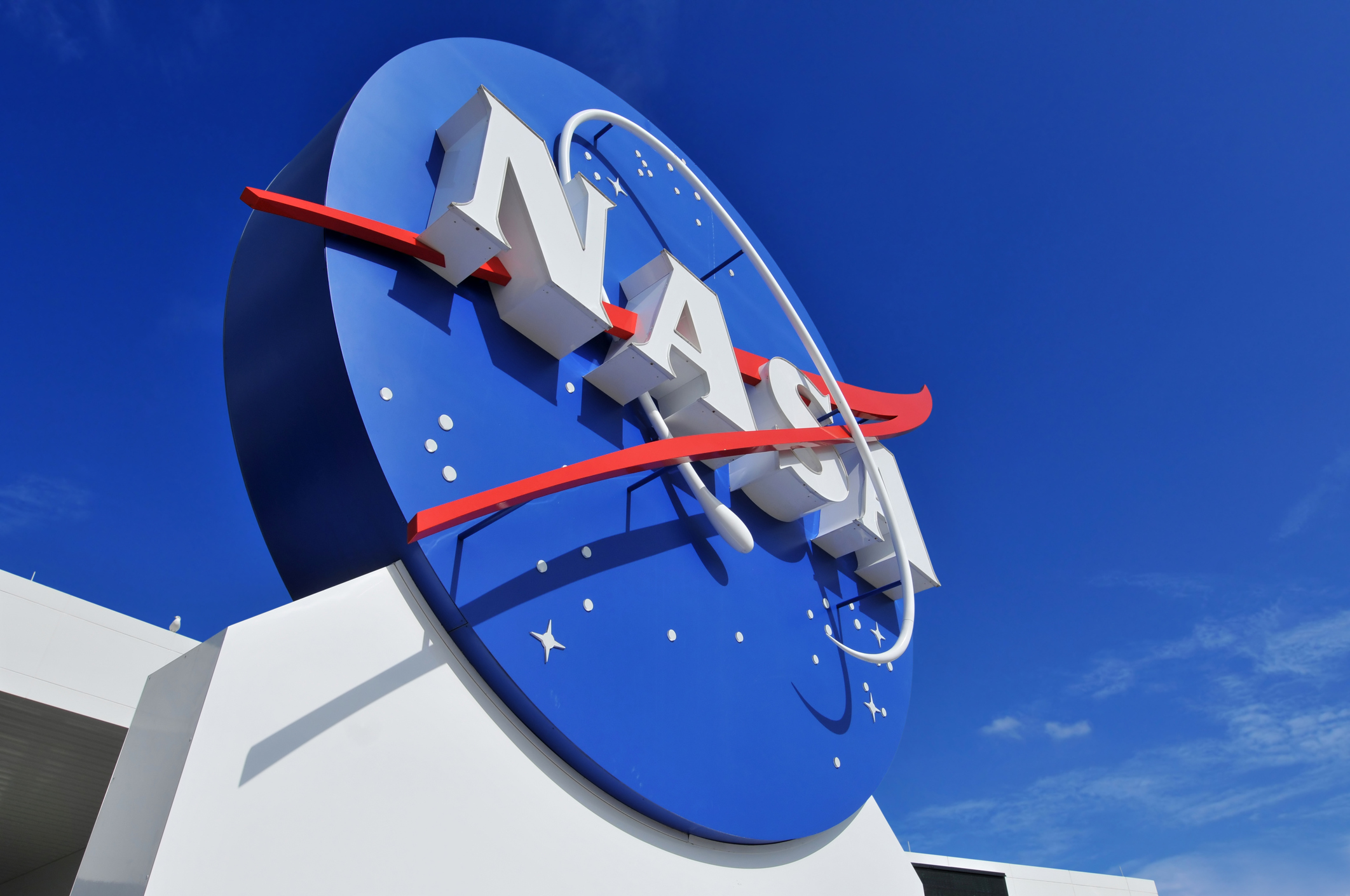 The NASA's Logo Signage at the Kennedy Space Center.