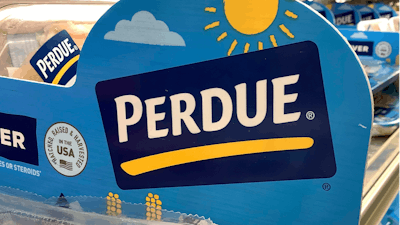 Perdue products sit in a poultry section of a supermarket in Palisades Park, N.J., Sunday, Aug. 18, 2024.
