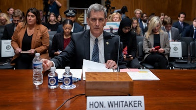 Federal Aviation Administration (FAA) Administrator Mike Whitaker prepares to testify before a Senate Committee on Homeland Security and Governmental Affairs, Subcommittee on Investigations, hearing on the FAA's oversight of Boeing, on Capitol Hill in Washington, Wednesday, Sept. 25, 2024.