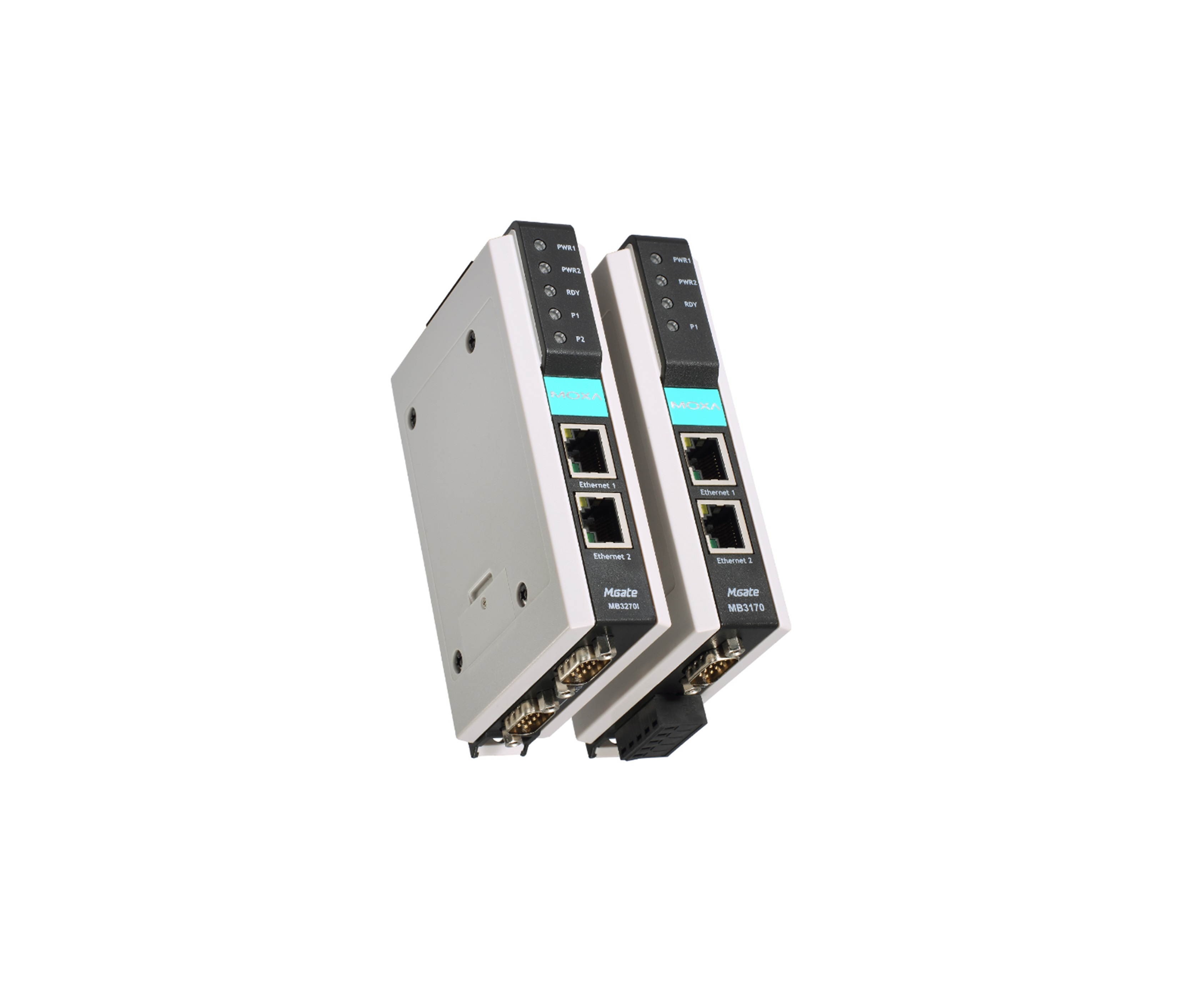 Moxa MGate MB3170 and MB3270 industrial Ethernet gateways convert between Modbus TCP, ASCII and RTU communications protocols.