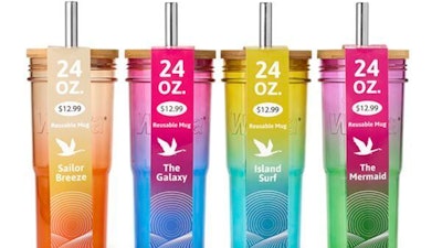 This photo provided by the U.S. Consumer Product Safety Commission shows an example of the HALO reusable tumblers with a metal straws being recalled Thursday, Oct. 31, 2024, due to a laceration hazard.