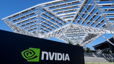A sign to a Nvidia office building is shown in Santa Clara, Calif., on Aug. 7, 2024.