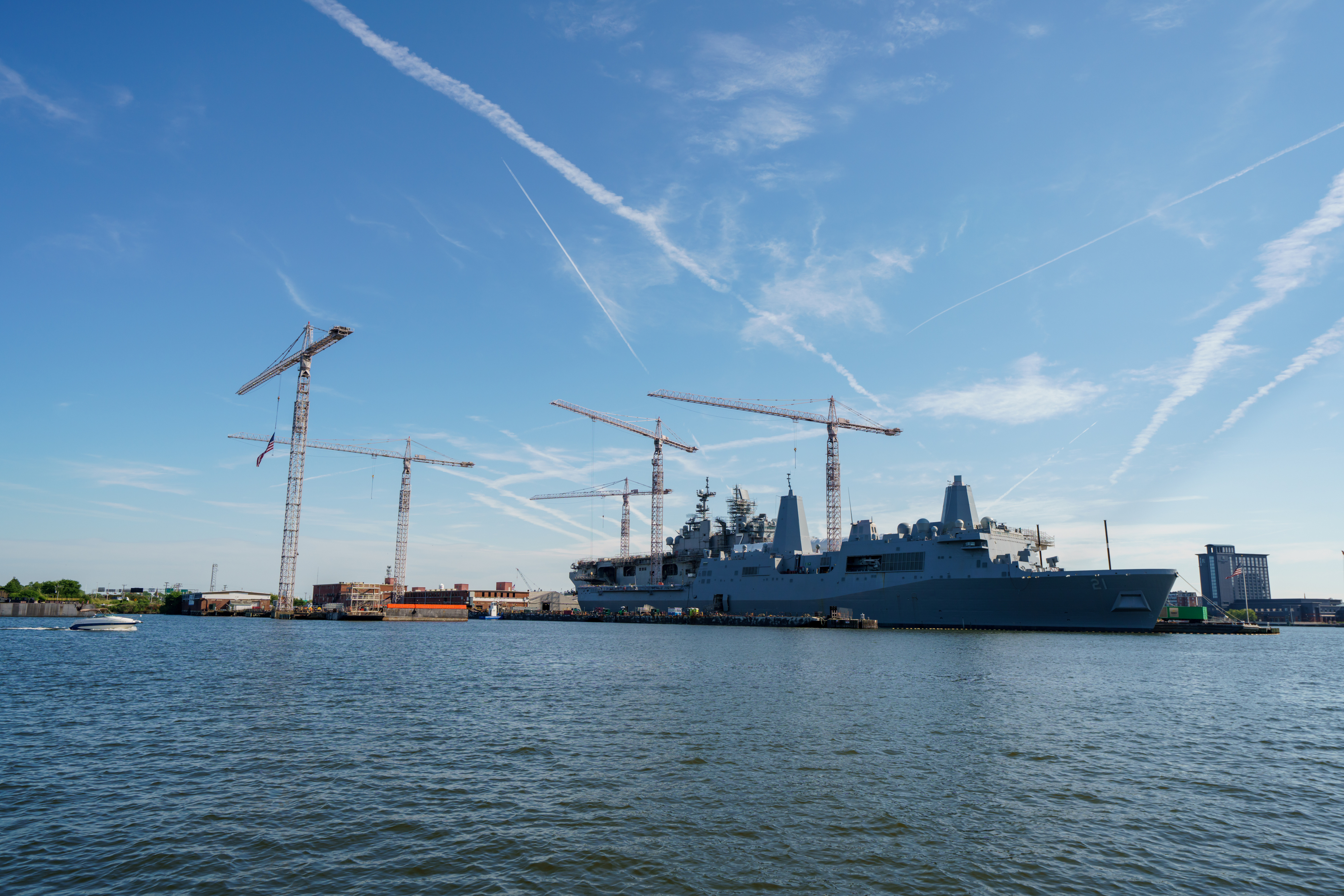 This June 20, 2022, photo shows the General Dynamics NASSCO Shipyard in Norfolk, Virginia.