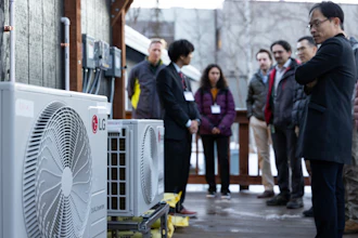 LG's Heat pumps displayed to an audience.