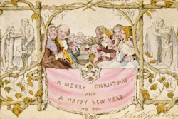 The first Christmas card with the words 'A Merry Christmas and A Happy New Year to You.'