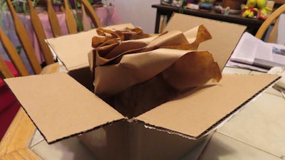 Paper packaging materials sit inside a just-opened box in Point Pleasant, N.J. on Tuesday, Dec. 10, 2024.