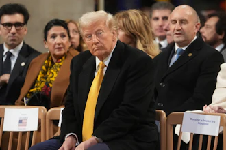 President-elect Donald Trump sits in Notre Dame Cathedral as France's iconic cathedral is formally reopening its doors for the first time since a devastating fire nearly destroyed the 861-year-old landmark in 2019, Saturday, Dec. 7, 2024 in Paris.