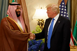 President Donald Trump shakes hands with Saudi Deputy Crown Prince and Defense Minister Mohammed bin Salman during a bilateral meeting, in Riyadh, May 20, 2017.