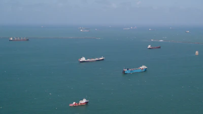 Cargo ships wait to transit the Panama Canal in Colon, Panama, Tuesday, Feb. 4, 2025.