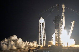 A SpaceX Falcon 9 rocket with Intuitive Machines' second lunar lander lifts off from pad 39A at the Kennedy Space Center in Cape Canaveral, Fla., Wednesday, Feb. 26, 2025.