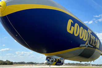 The Goodyear Blimp is prepared for takeoff, Wednesday, Feb. 12, 2025, in New Smyrna Beach, Fla.