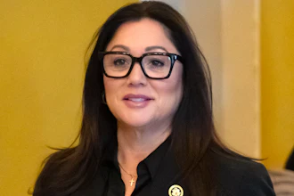 Former Rep. Lori Chavez-DeRemer, R-Ore., President-elect Donald Trump's pick for Secretary of Labor, left, is pictured on Capitol Hill, Jan. 14, 2025, in Washington.