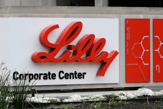 A sign for Eli Lilly & Co. appears outside their corporate headquarters in Indianapolis on April 26, 2017.