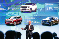 In this photo provided by Nissan Motor Corp., Ivan Espinosa, who will become the chief executive at Japanese automaker Nissan in April, speaks at the Nissan Technical Center in Atsugi, Japan, Wednesday, March 25, 2025.