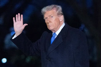 President Donald Trump waves to the media as he walks on South Lawn of the White House, in Washington, Sunday, March 9, 2025.