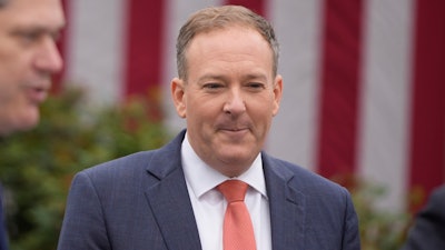 Environmental Protection Agency director Lee Zeldin arrives before President Donald Trump speaks during an event to announce new tariffs in the Rose Garden at the White House, Wednesday, April 2, 2025, in Washington.
