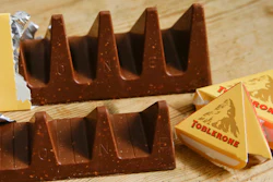 Two bars of the Toblerone Swiss chocolate are pictured in London, Tuesday, Nov. 8, 2016.