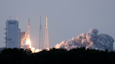 A United Launch Alliance Atlas V rocket with a payload of 27 of Amazon's Project Kuiper internet satellites lifts off from Launch Complex 41 at the Cape Canaveral Space Force Station, Monday, April 28, 2025, in Cape Canaveral, Fla.