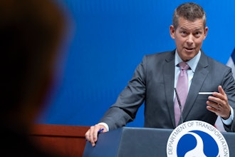 Transportation Secretary Sean Duffy speaks during a news conference, March 11, 2025, at the Department of Transportation in Washington.